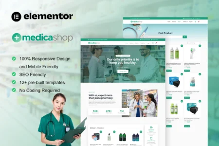 MedicaShop - Pharmacy & Medical Store Elementor Template Kit